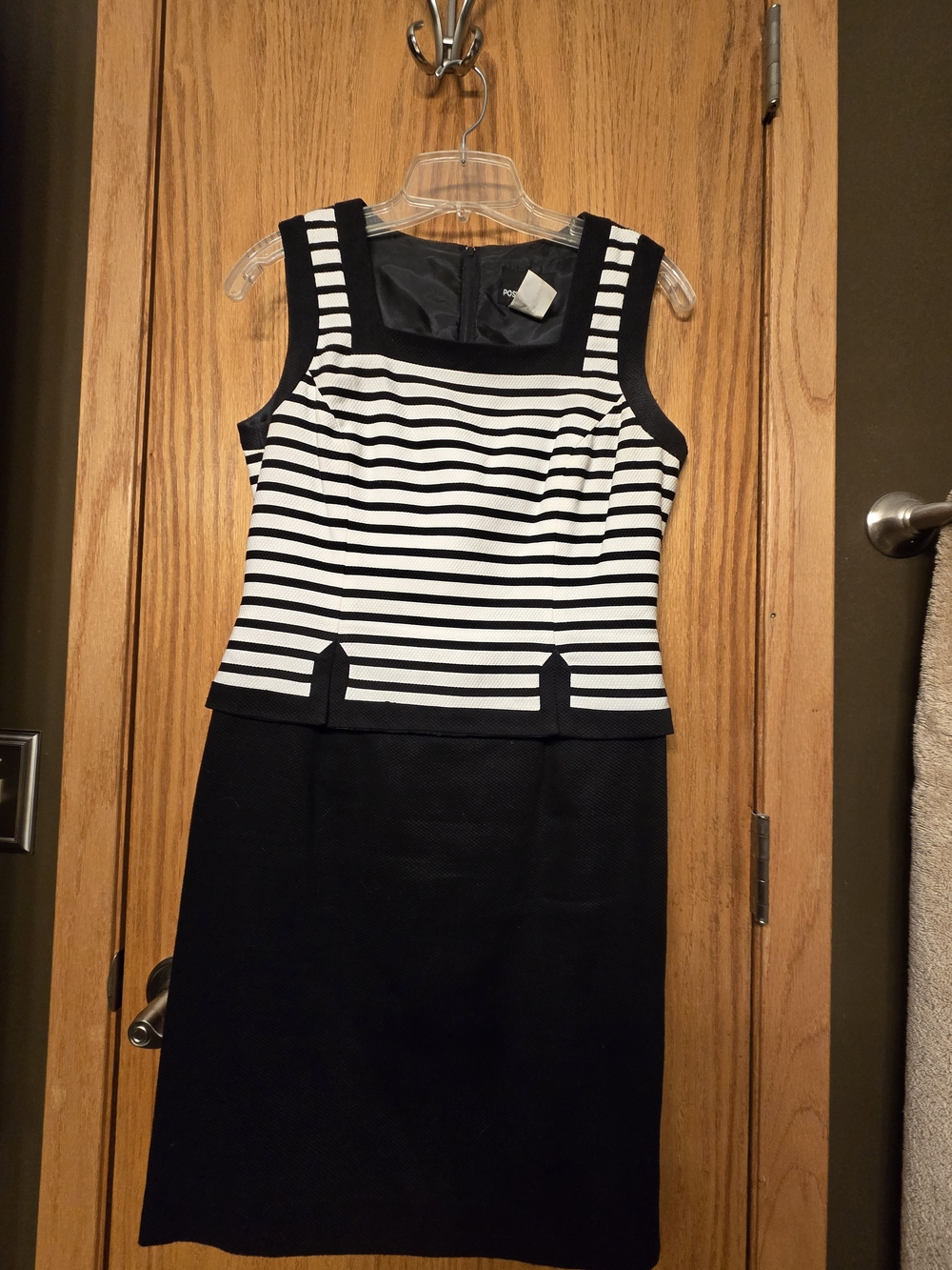 Positive Attitude Black and White Striped Peplum Dress